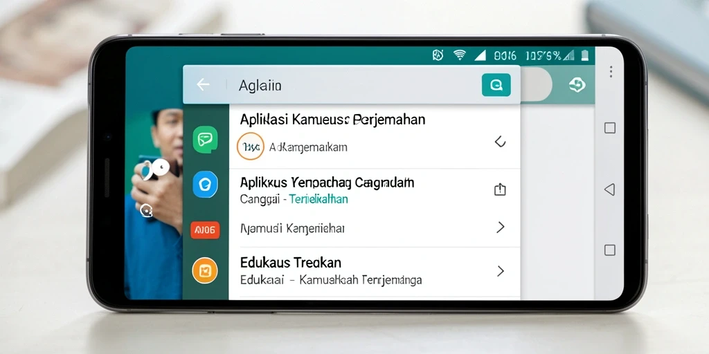 Tampilan antarmuka D06 yang praktis dan informatif untuk Kamus Terjemahan.