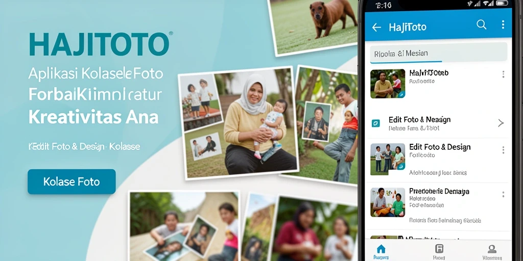Antarmuka aplikasi HAJITOTO yang memudahkan pembuatan kolase foto.