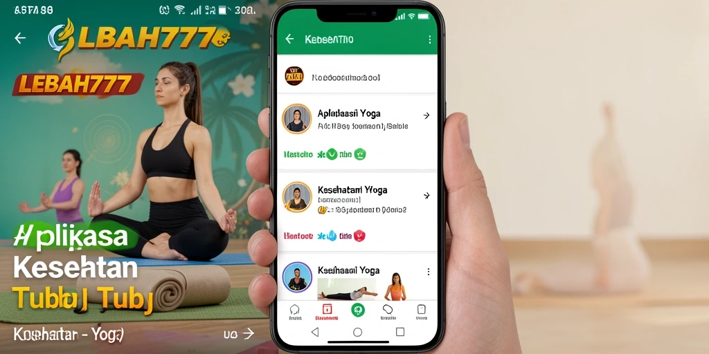 Antarmuka pengguna aplikasi LEBAH777 yang menampilkan program yoga.