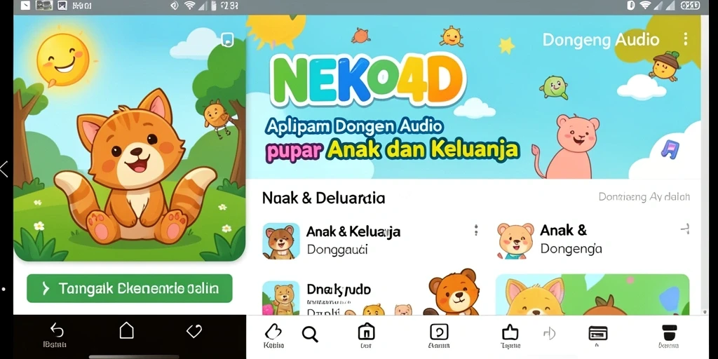 Tampilan antarmuka aplikasi NEKO4D dengan cerita menarik untuk anak-anak.