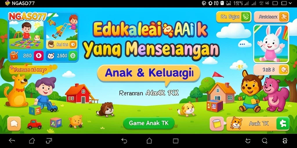 Tampilan antarmuka interaktif NGASO77 untuk belajar sambil bermain.