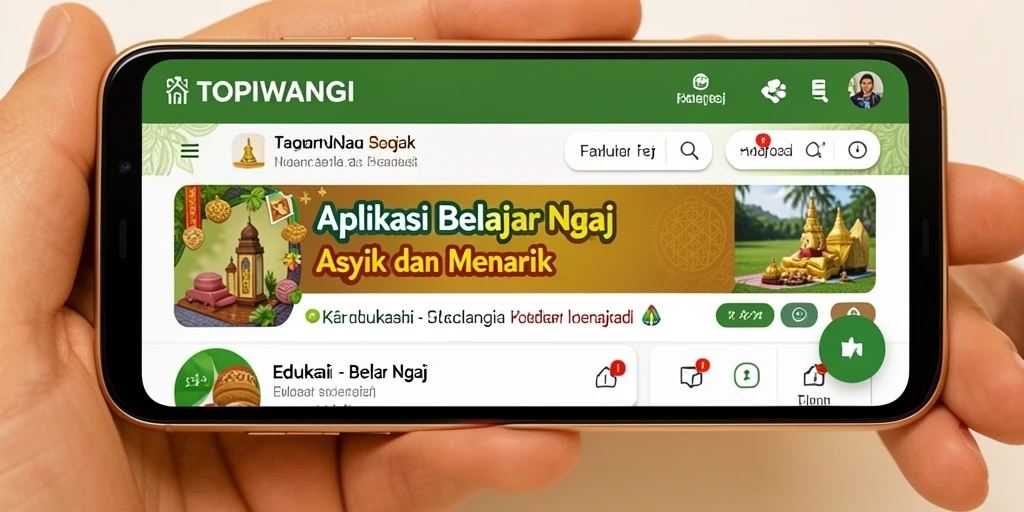 Tampilan antarmuka aplikasi TOPIWANGI yang menarik dan interaktif.