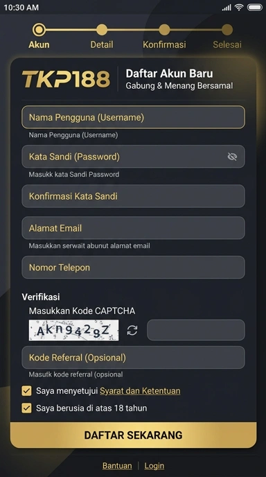 Panduan Registrasi Akun Baru di tkp188